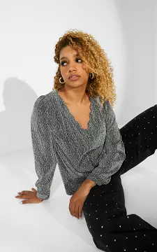Blouse met glitter | Zilver | Guts & Gusto