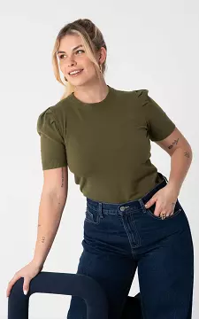 Top mit Rundhalsausschnitt | Kaki | Guts & Gusto