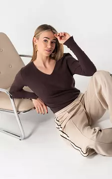 Top mit V-Ausschnitt | Dunkelbraun | Guts & Gusto