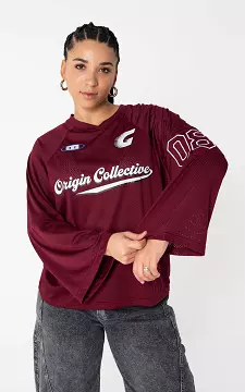 Shirt met v-hals | Bordeaux | Guts & Gusto