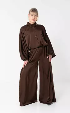 Wide Leg Hose im Satin-Look | Dunkelbraun | Guts & Gusto