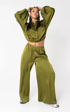 Wide Leg Hose im Satin-Look | Kaki | Guts & Gusto