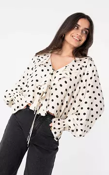 Blouse with ruffles | Cream Black | Guts & Gusto