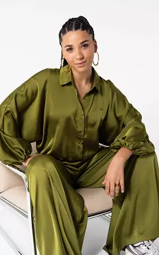 Bluse im Satin-Look | Kaki | Guts & Gusto