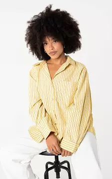 Blouse with all-over rhinestones | Yellow White | Guts & Gusto