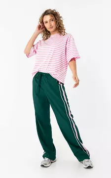 Sporty Hose mit Streifen | Dunkelgrün Pink | Guts & Gusto