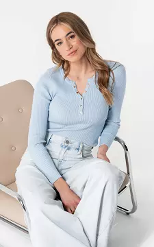 Aansluitende rib top | Lichtblauw | Guts & Gusto