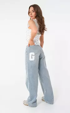Wide leg tall jeans | Lichtblauw Wit | Guts & Gusto