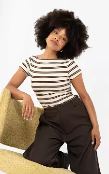 Striped short sleeve | Cream Brown | Guts & Gusto