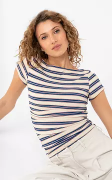 Striped short sleeve | Cream Blue | Guts & Gusto