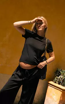 Fitted stretch shirt | Zwart | Guts & Gusto