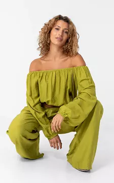 Off shoulder top | Groen | Guts & Gusto