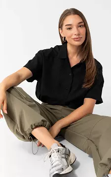Blouse with structure | Black | Guts & Gusto