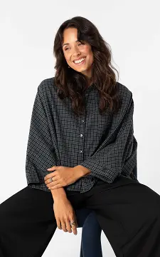 Checked blouse | Black Dark Grey | Guts & Gusto