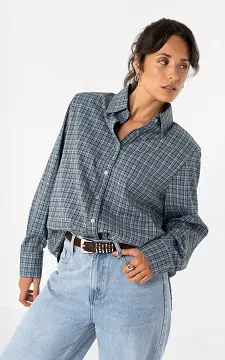 Checked blouse | Blue Dark Brown | Guts & Gusto