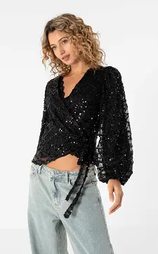 Sequin wrap cardigan | Black | Guts & Gusto