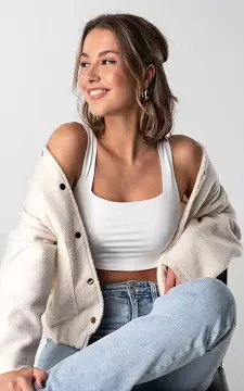 Crop top with squared neckline | White | Guts & Gusto