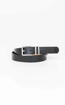 Leather belt with a square buckle | Black Silver | Guts & Gusto