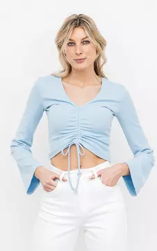 V-neck top with flared sleeves | Light Blue | Guts & Gusto
