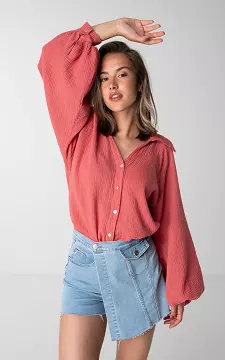 Cotton blouse with buttons | Mauve Pink | Guts & Gusto