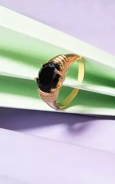 Ring met gekleurde steen | Goud Zwart | Guts & Gusto