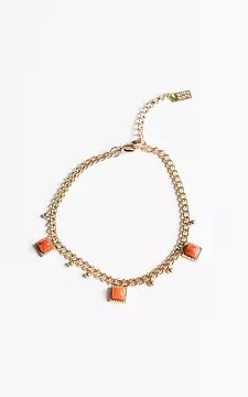 Adjustable bracelet with coloured beads | Gold Coral Red | Guts & Gusto