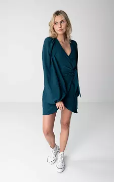 Wrap-around dress with balloon sleeves | Petrol | Guts & Gusto