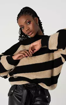 Oversized striped sweater | Black Light Brown | Guts & Gusto