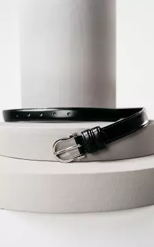 Ledergürtel mit ovaler Schnalle | Schwarz Silber | Guts & Gusto