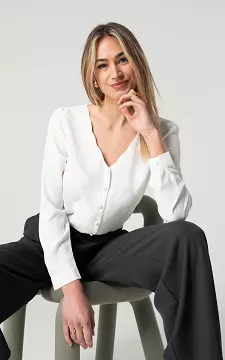 V-neck blouse with buttons | White | Guts & Gusto