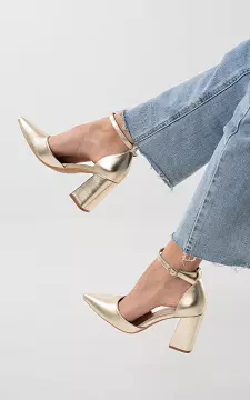 Heels with block heel and adjustable ankle strap | Gold | Guts & Gusto