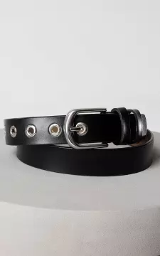 Leather belt with gold-coloured clasp | Black Silver | Guts & Gusto