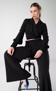 Wrap-around top with tie | Black | Guts & Gusto