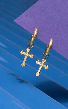 Creoles with cross pendant | Gold | Guts & Gusto
