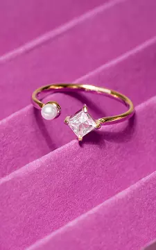 Ring mit Schmuckstein und Perle | Gold Weiß | Guts & Gusto