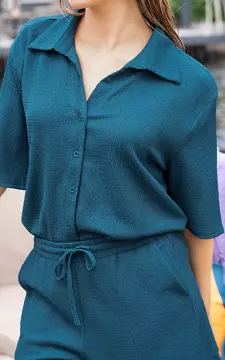 Loose-fitting blouse with buttons | Petrol | Guts & Gusto