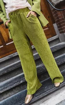Velvet pants with ribbed detail | Lime Green | Guts & Gusto