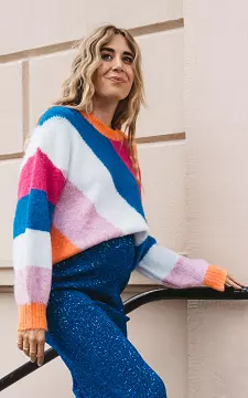 Gestreepte trui met kleuren | Roze Blauw | Guts & Gusto
