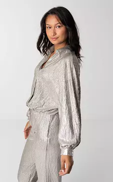 Oversized metallic blouse with buttons | Champagne | Guts & Gusto