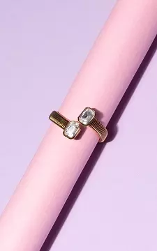 Adjustable ring with a coloured stone | Gold | Guts & Gusto