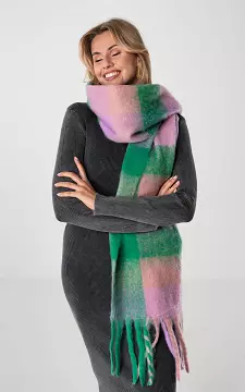 Scarf with fringes and print | Green Purple | Guts & Gusto