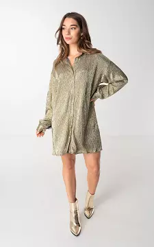 Glitter blouse jurk met knoopjes | Goud | Guts & Gusto