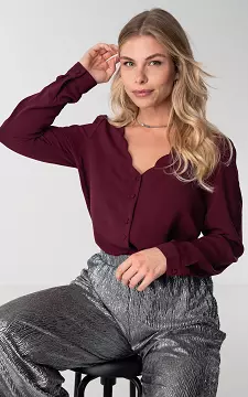 V-neck blouse with buttons | Bordeaux | Guts & Gusto