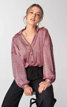 Oversized metallic blouse with buttons | Pink | Guts & Gusto
