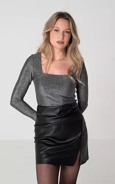 Glitter top with square neck | Silver | Guts & Gusto
