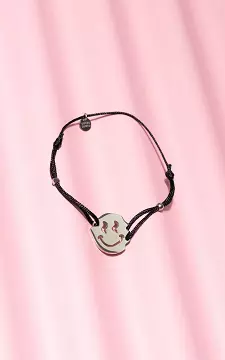Adjustable bracelet with smiley | Black Silver | Guts & Gusto