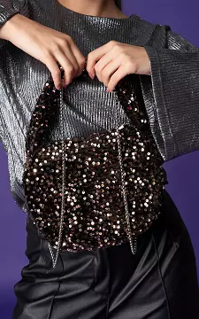 Sequins handbag with shoulder strap | Black Bronze | Guts & Gusto
