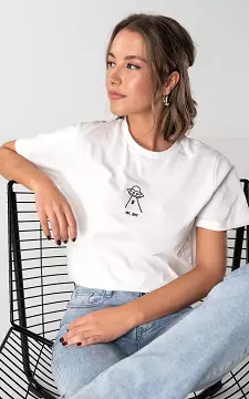 Shirt mit Stickerei | Weiß | Guts & Gusto