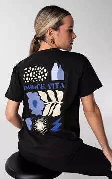 Shirt met print | Zwart Blauw | Guts & Gusto