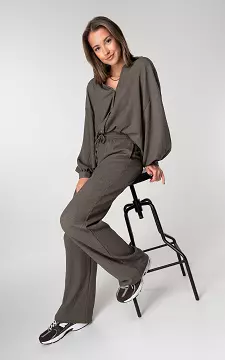Wide leg pants with tie | Taupe | Guts & Gusto